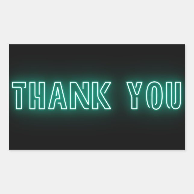Mint Green Blue Neon Sign Trendy Vielen Dank Rechteckiger Aufkleber (Vorderseite)