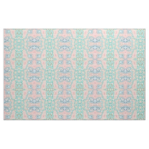 Mint Green Blue Pink Retro Nouveau Mosaik Muster Stoff