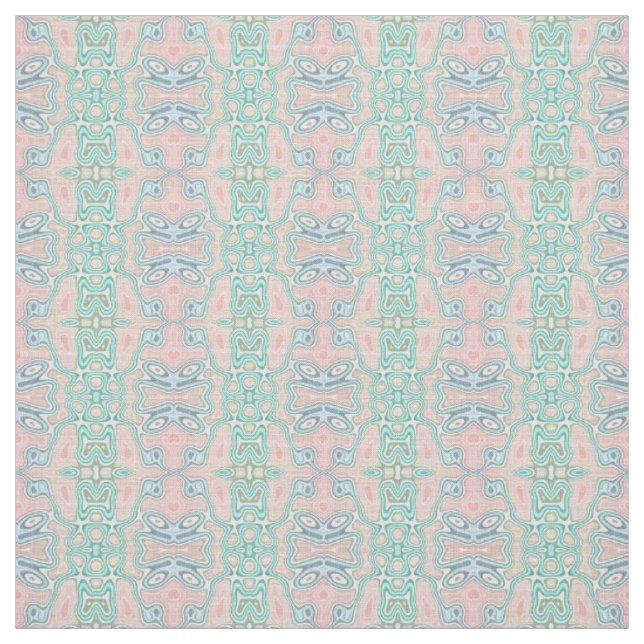 Mint Green Blue Pink Retro Nouveau Mosaik Muster Stoff (Muster)