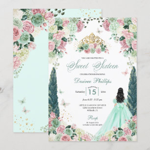 Mint Green & Blush Bezaubernder Garten 16 . Geburt Einladung