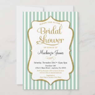 Mint Green Bridal Dusche Einladung Eleganter Strei