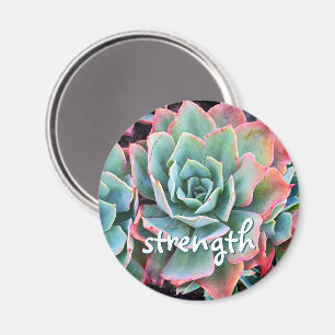 Mint Green Cactus succulent Foto Strength Script Magnet