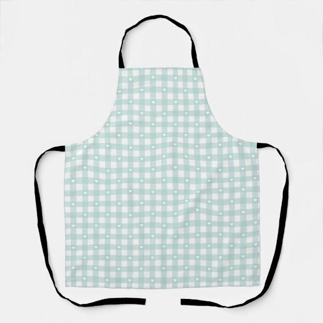 Mint Green Checks Schürze (Vorderseite)