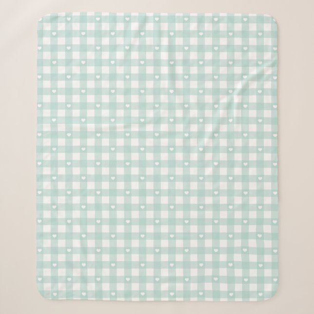 Mint Green Checks Sherpadecke (Vorderseite)