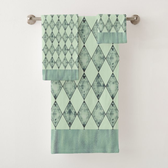 Mint Green Chic Harlequin Badhandtuch Set (Insitu)