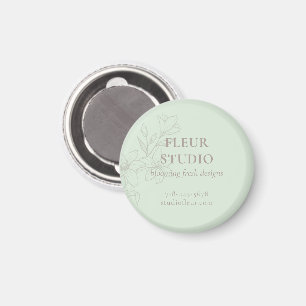 Mint Green Chic Minimalistisch Floral Magnet