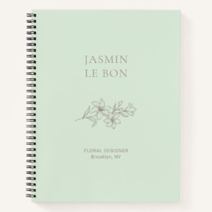 Mint Green Chic Minimalistisch Floral Notizbuch