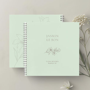 Mint Green Chic Minimalistisch Floral Notizbuch