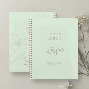 Mint Green   Chic Minimalistisch Floral Planer