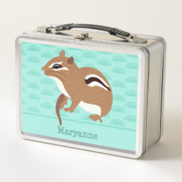 Mint Green Chipmunk Gender Neutral Personalisiert Metall Brotdose