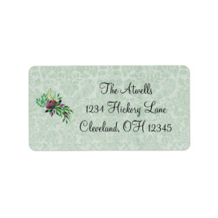 Mint Green Damask Address Labels Adressaufkleber