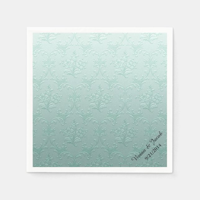 Mint Green Damask Custom Wedkins Serviette (Vorderseite)