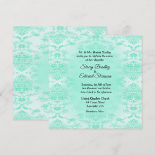 Mint Green Damask Einladung zur Hochzeit