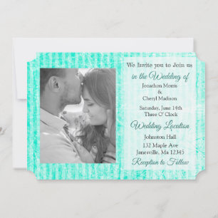 Mint Green Damask Foto Hochzeit lädt ein Einladung