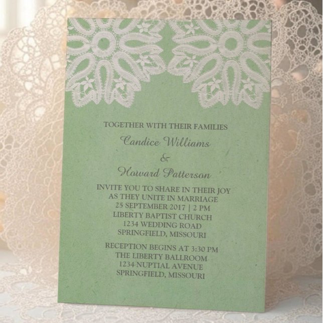 Mint Green Elegance Lace Wedding Einladung (Mint Green Elegant Lace Wedding Invite)