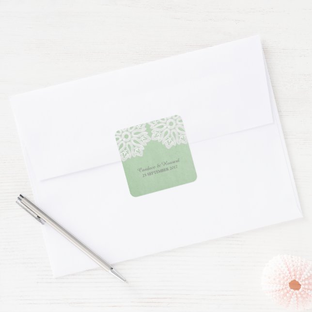 Mint Green Elegance Lace Wedding Stickers (Umschlag)