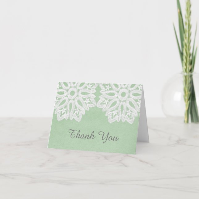 Mint Green Elegance Spitze Danke Karte (Vorderseite)