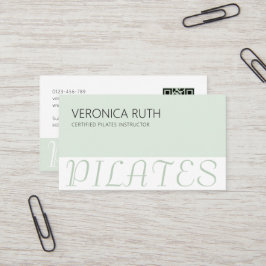 Mint Green Elegant Minimalistisch Pilates QR Code Visitenkarte