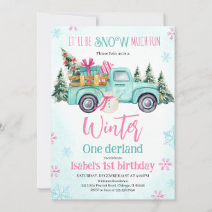 Mint Green Es wird Schnee viel Spaß Geburtstag Einladung