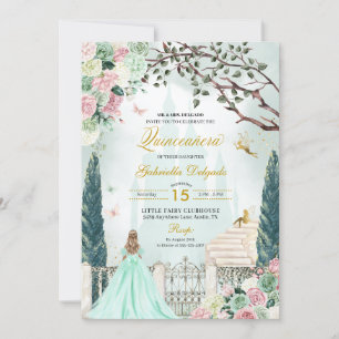 Mint Green Fairytale Verzauberter Garten Quinceane Einladung