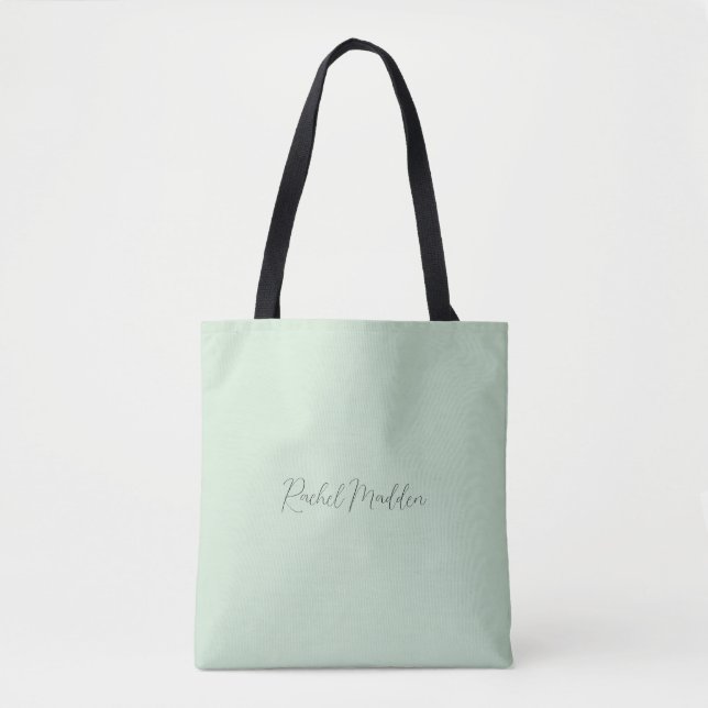 Mint Green Feminine Minimalistisch Script Individu Tasche (Vorderseite)