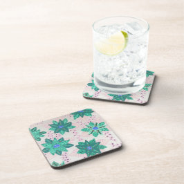 Mint Green Festive Floral Print Getränkeuntersetzer