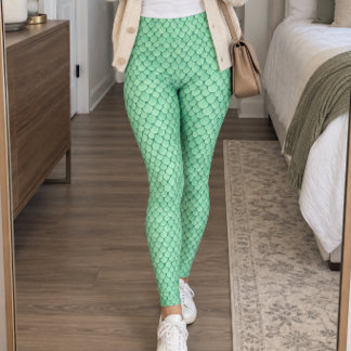 Mint Green Fish Scales Leggings