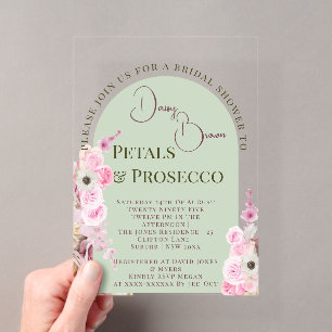 Mint Green Floral Arch Summer Brautparty Acryleinladungen