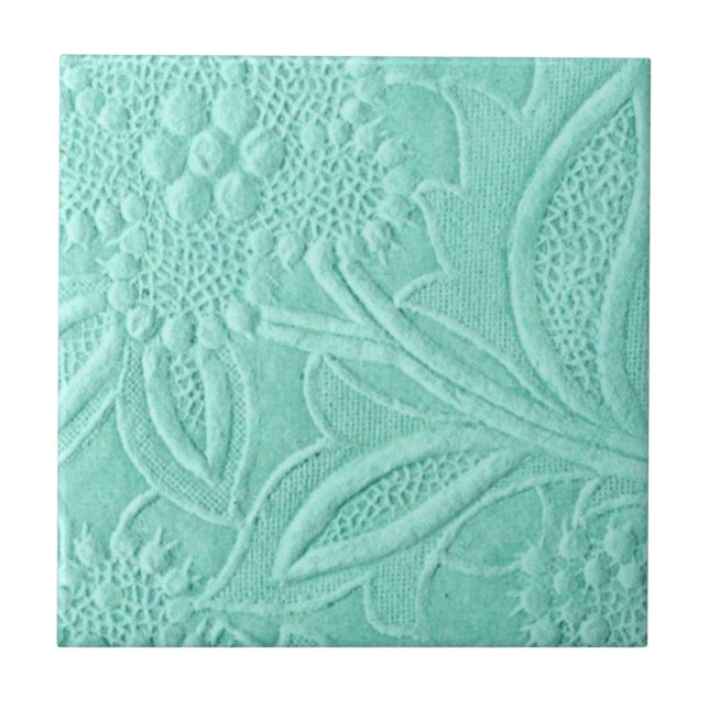 Mint Green Floral Fliese (Vorderseite)