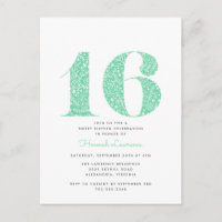 Mint Green Floral Sweet 16 Geburtstag Einladung