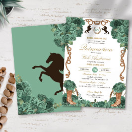Mint Green Floral Western Charro Ranch Quinceanera Einladung