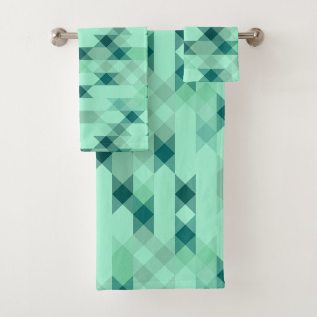 mint green geometric badhandtuch set (Insitu)