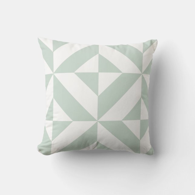 Mint Green Geometric Deko Cube Pattern Kissen (Vorderseite)