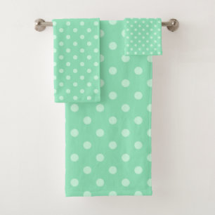 Mint Green gepunktete rustikale Elegant Trendy Tem Badhandtuch Set