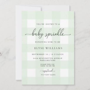 Mint Green Gingham Baby Sprinkle Einladung