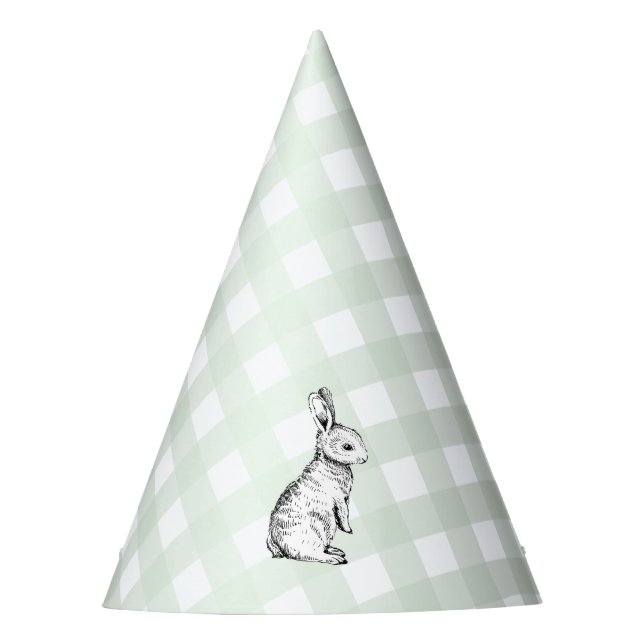 MInt Green Gingham Bunny Rabbit Partyhütchen (Vorderseite)