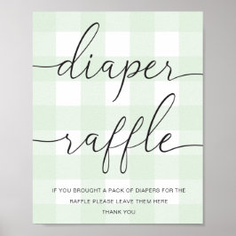 Mint Green Gingham Diaper Raffle Poster