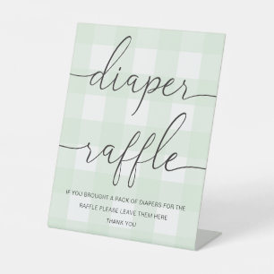 Mint Green Gingham Diaper Raffle Sockelschild