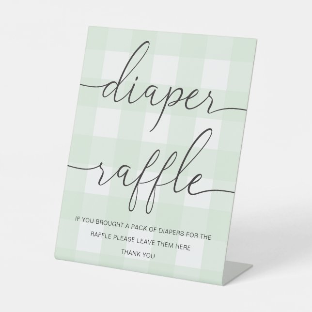 Mint Green Gingham Diaper Raffle Sockelschild (Vorderseite)