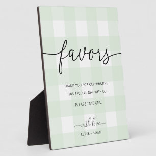 Mint Green Gingham Favors Sign Fotoplatte