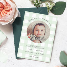 Mint Green Gingham Foto Birthday