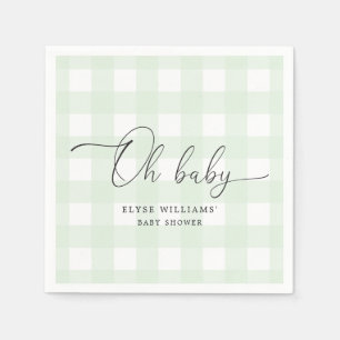 Mint Green Gingham Oh Baby Paper Napkin Serviette