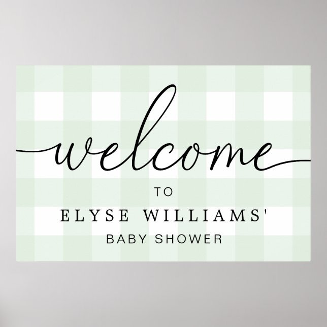 Mint Green Gingham Welcome Sign Poster (Vorne)