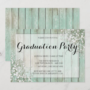 MINT GREEN GIPSKRAUT GRADUATION PARTEI EINLADUNG