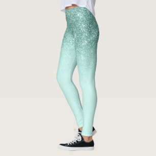 Mint Green Glam Glitzer Sparkle Ombre Trendy Leggings