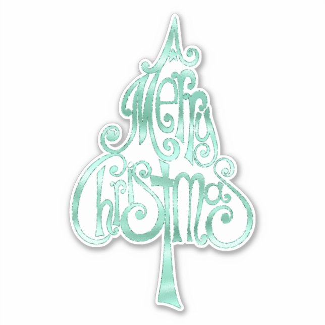 Mint Green Glam Weihnachten Aufkleber (Vorderseite)