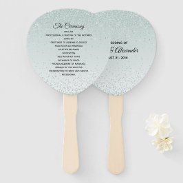 Mint Green Glittery Wedding Program Fan Fächer