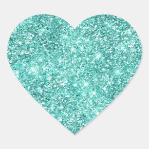 Mint Green Glitz Glitzer Herz-Aufkleber