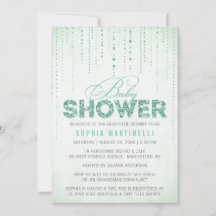 Mint Green Glitzer Baby Dusche Einladung