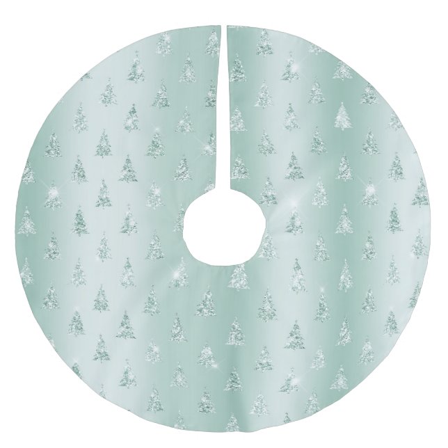 Mint Green Glitzer Sparkle Weihnachtsbaumen   Polyester Weihnachtsbaumdecke (Vorderseite)